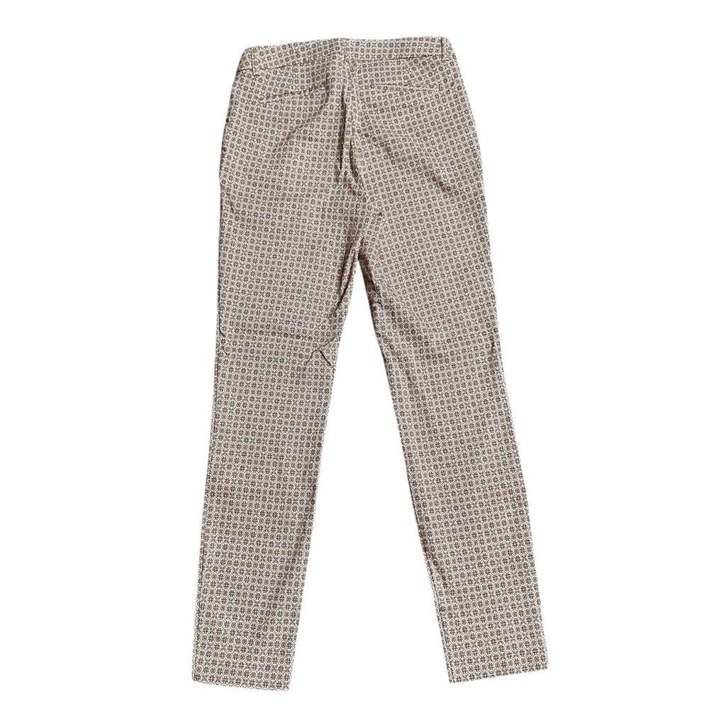 Cynthia Rowley Geometric Print Pants Brown Cream Stretch Ankle Trousers Sz 2 - Picture 5 of 10